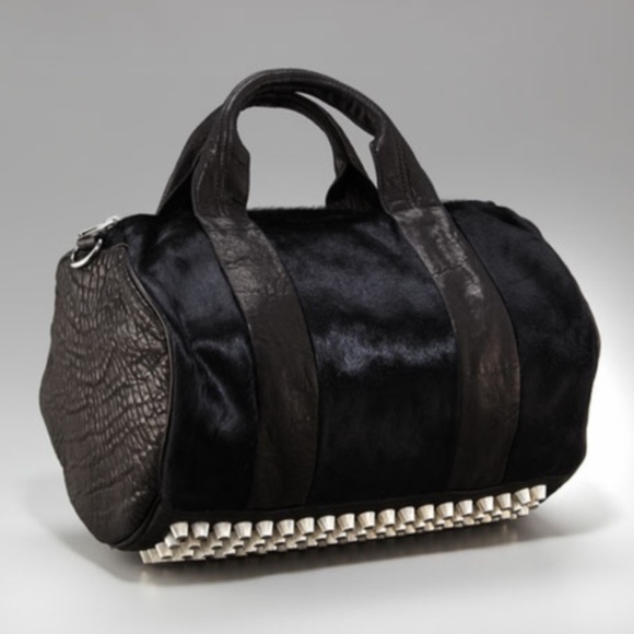 EUC Alexander Wang Black Fur Studded Rocco Purse Bag - Picture 2 of 6